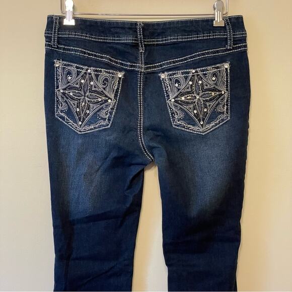 T 10 bootcut mid rise blue jeans white trendy bedazzled Bratz casual - Picture 2 of 8